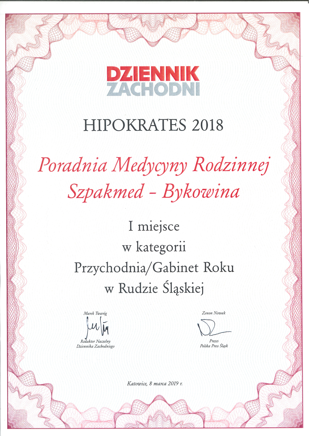 Przychodnia/Gabinet Roku — HIPOKRATES 2018