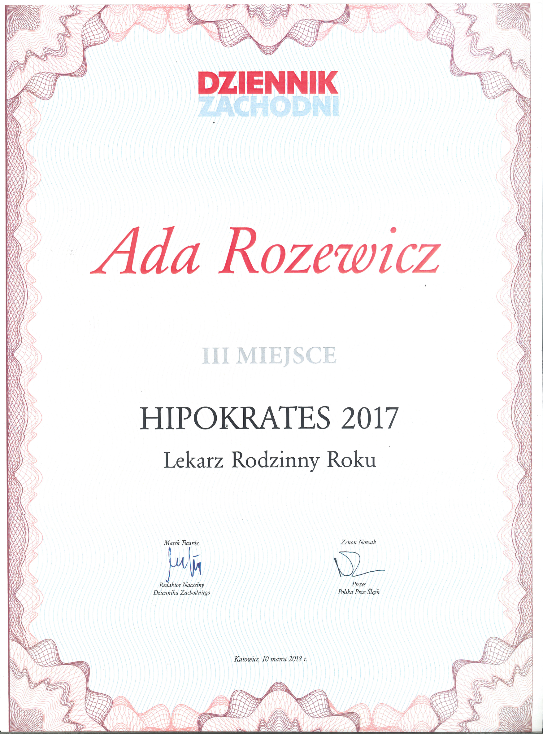 Lekarz Rodzinny Roku — HIPOKRATES 2017