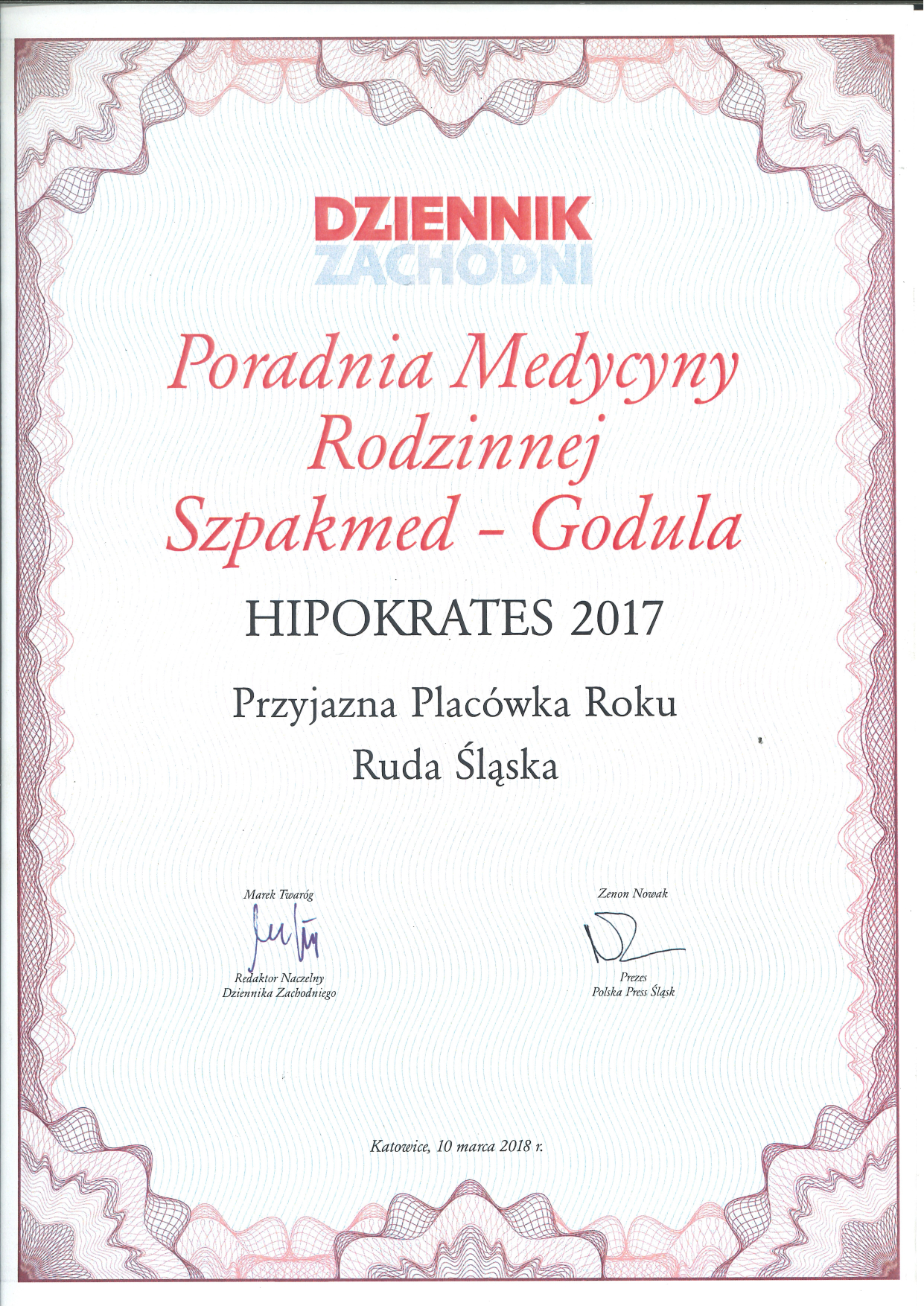 Przyjazna Placówka Roku — HIPOKRATES 2017